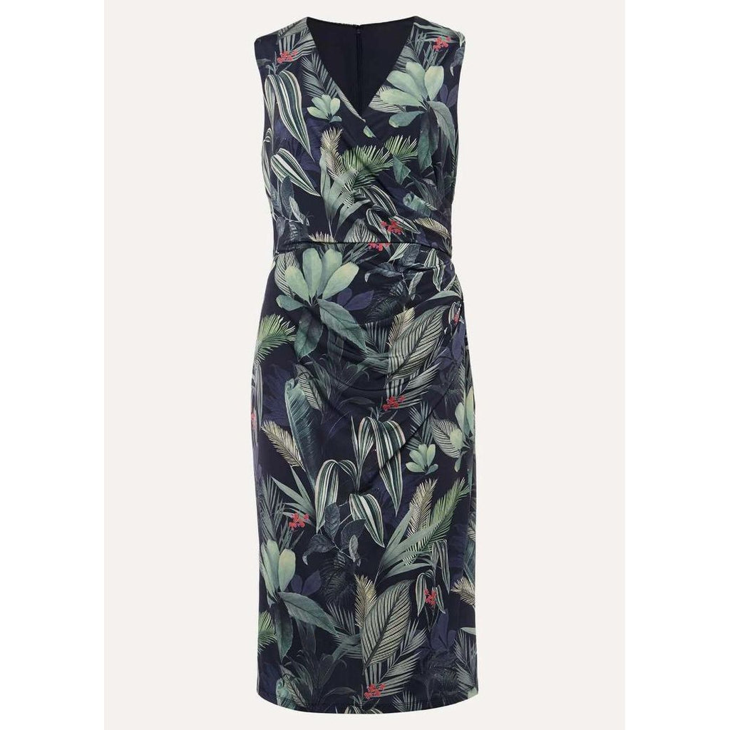 Phase Eight Maya Palm Print Jersey Dress - Navy - Beales department store