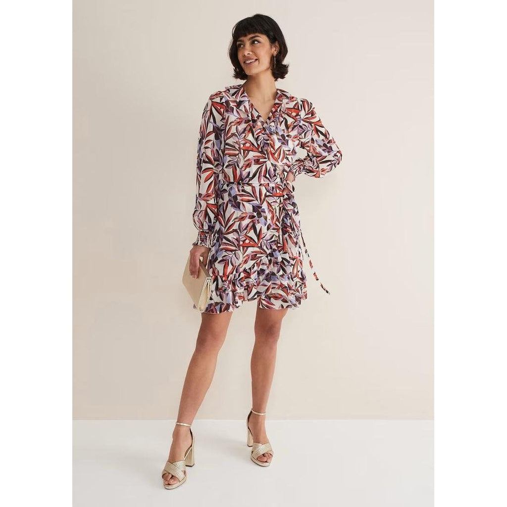 Phase Eight Melinda Leaf Print Mini Dress - Ivory/Multi - Beales department store