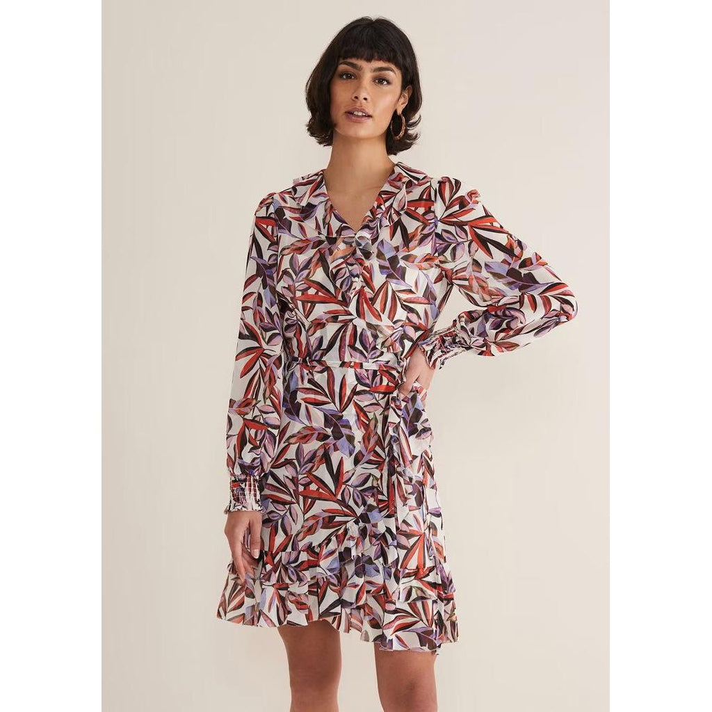 Phase Eight Melinda Leaf Print Mini Dress - Ivory/Multi - Beales department store