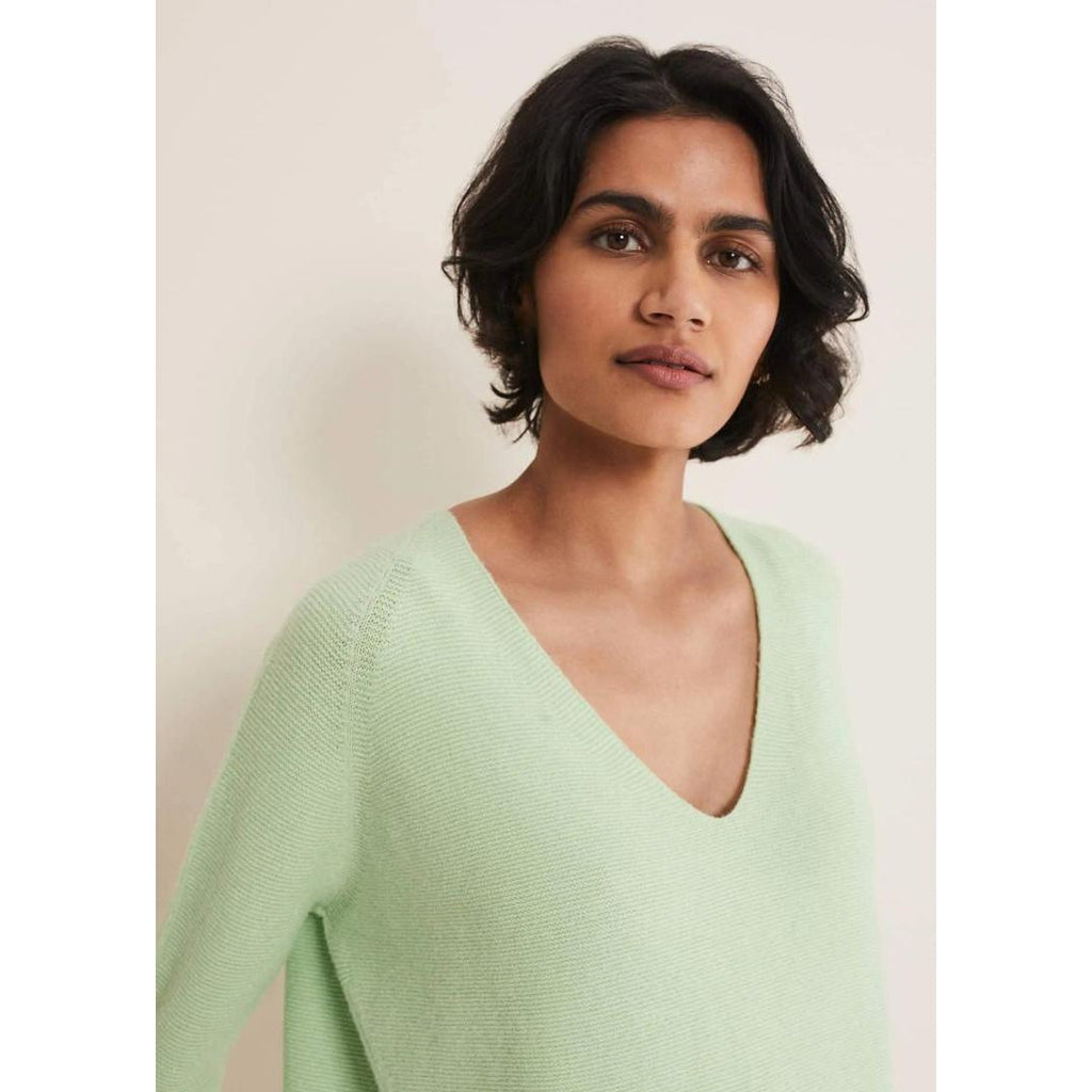 Phase Eight Melissa V Neck Knitted Jumper - Pistachio - Beales department store