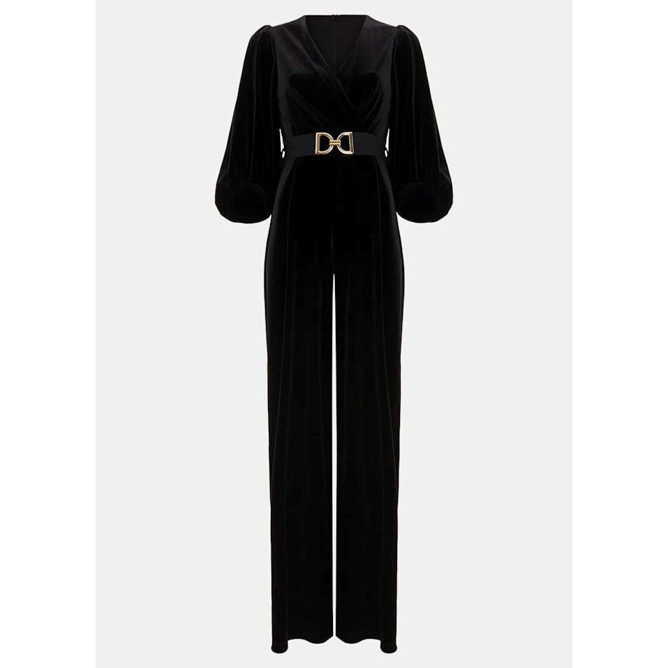 Phase Eight Myleen Velvet Jumpsuit - Black - Beales department store