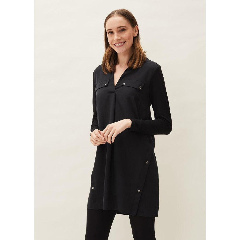 Phase Eight Neave Button Tunic Dress - Black - Beales department store