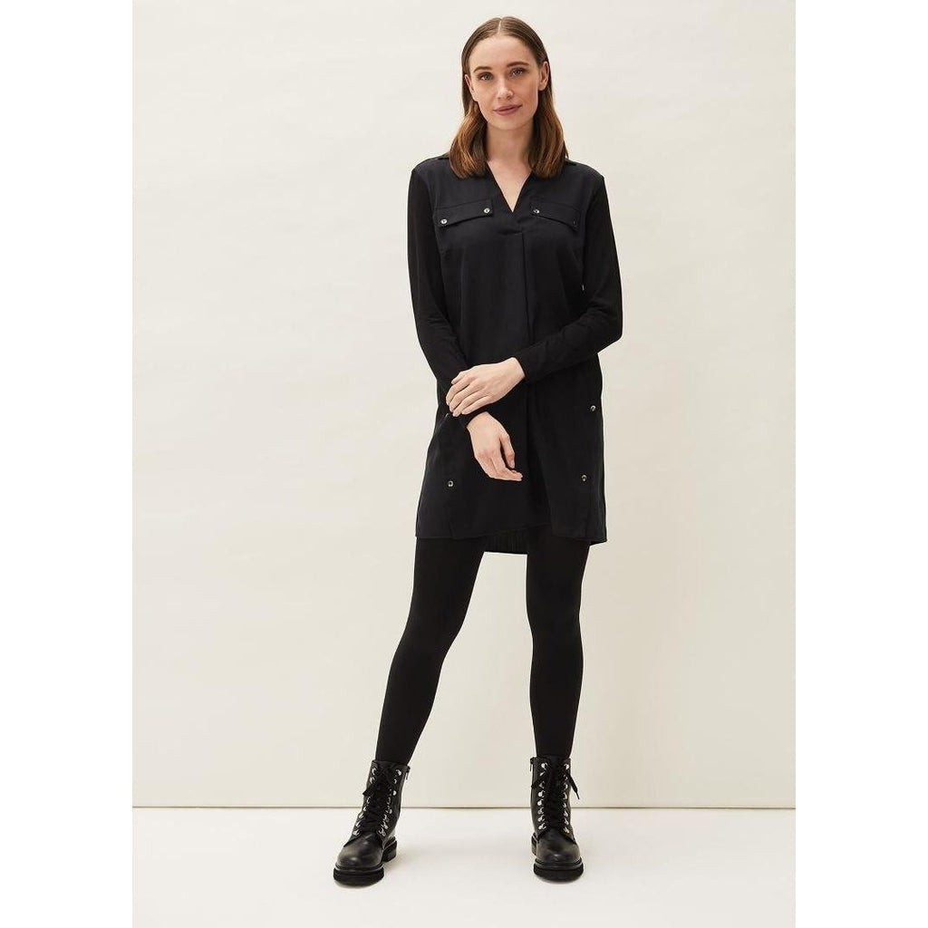 Phase Eight Neave Button Tunic Dress - Black - Beales department store