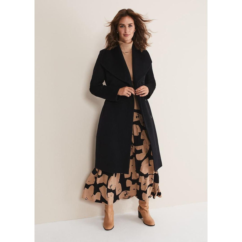 Phase Eight Nicci Belted Wool Coat - Black - Beales department store