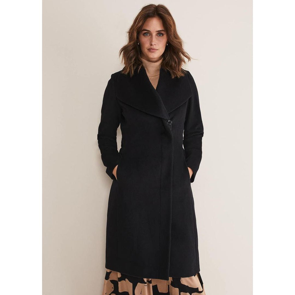 Phase Eight Nicci Belted Wool Coat - Black - Beales department store