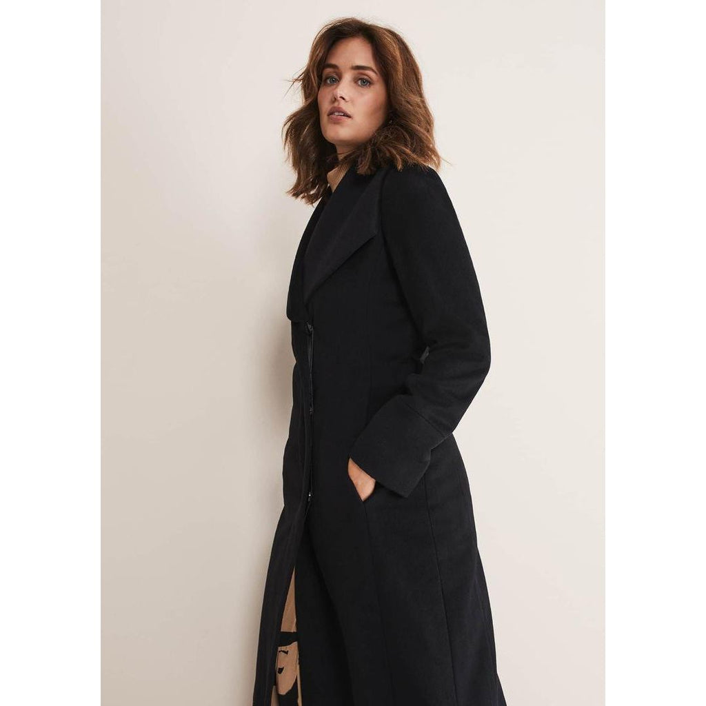 Phase Eight Nicci Belted Wool Coat - Black - Beales department store