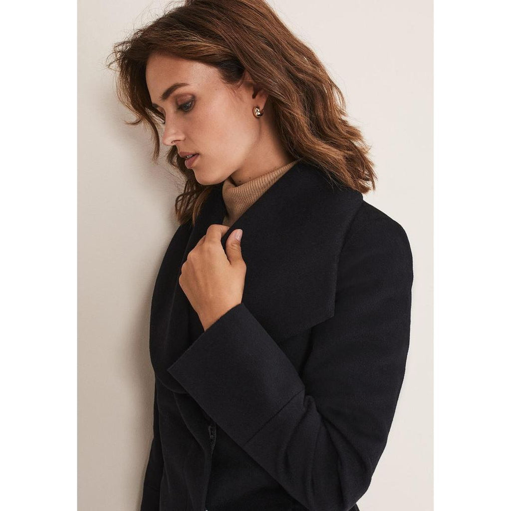 Phase Eight Nicci Belted Wool Coat - Black - Beales department store