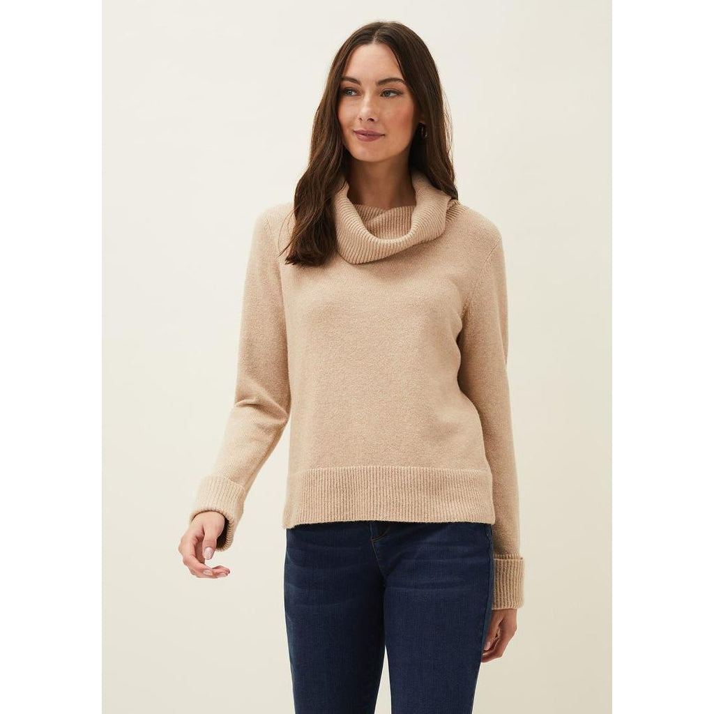 Phase Eight Odelia Cowl Neck Jmper - Camel - Beales department store