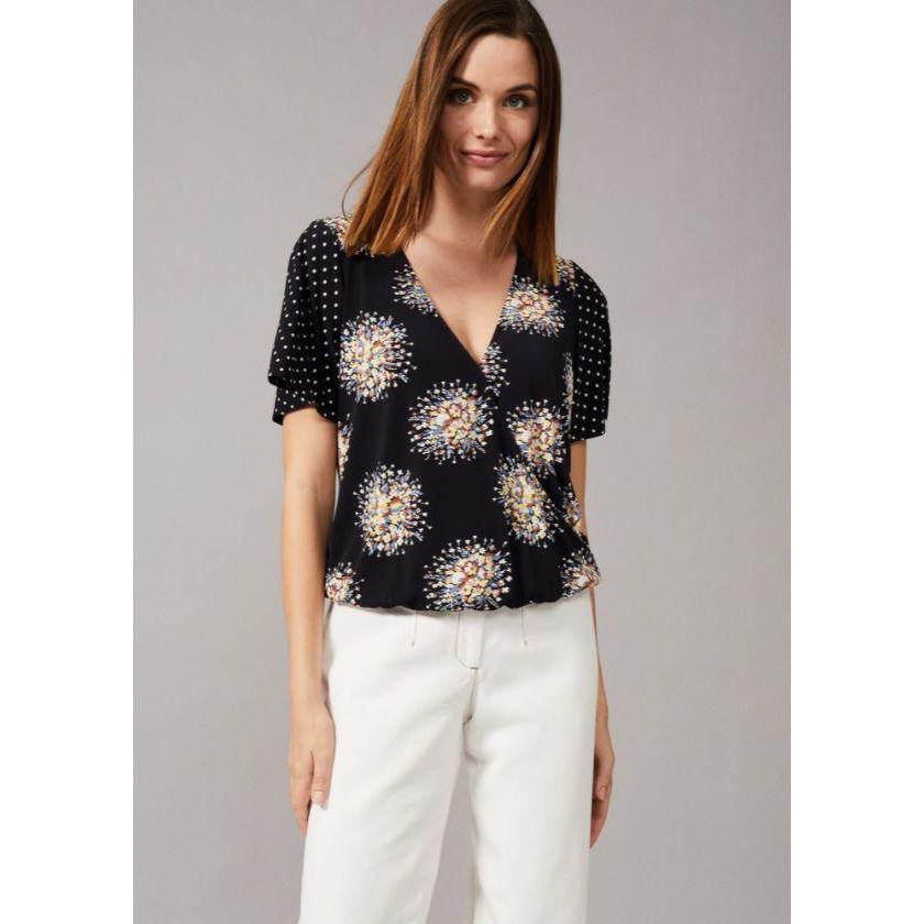 Phase Eight Oketo Mixed Print Wrap Top - Navy Multi - Beales department store