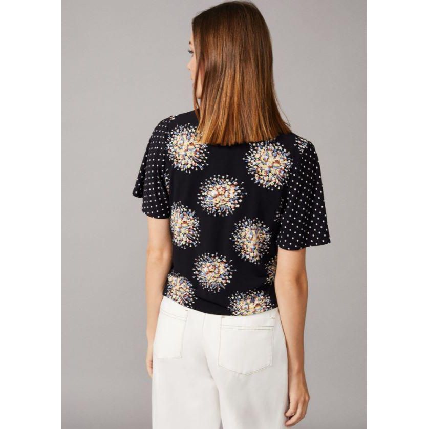 Phase Eight Oketo Mixed Print Wrap Top - Navy Multi - Beales department store