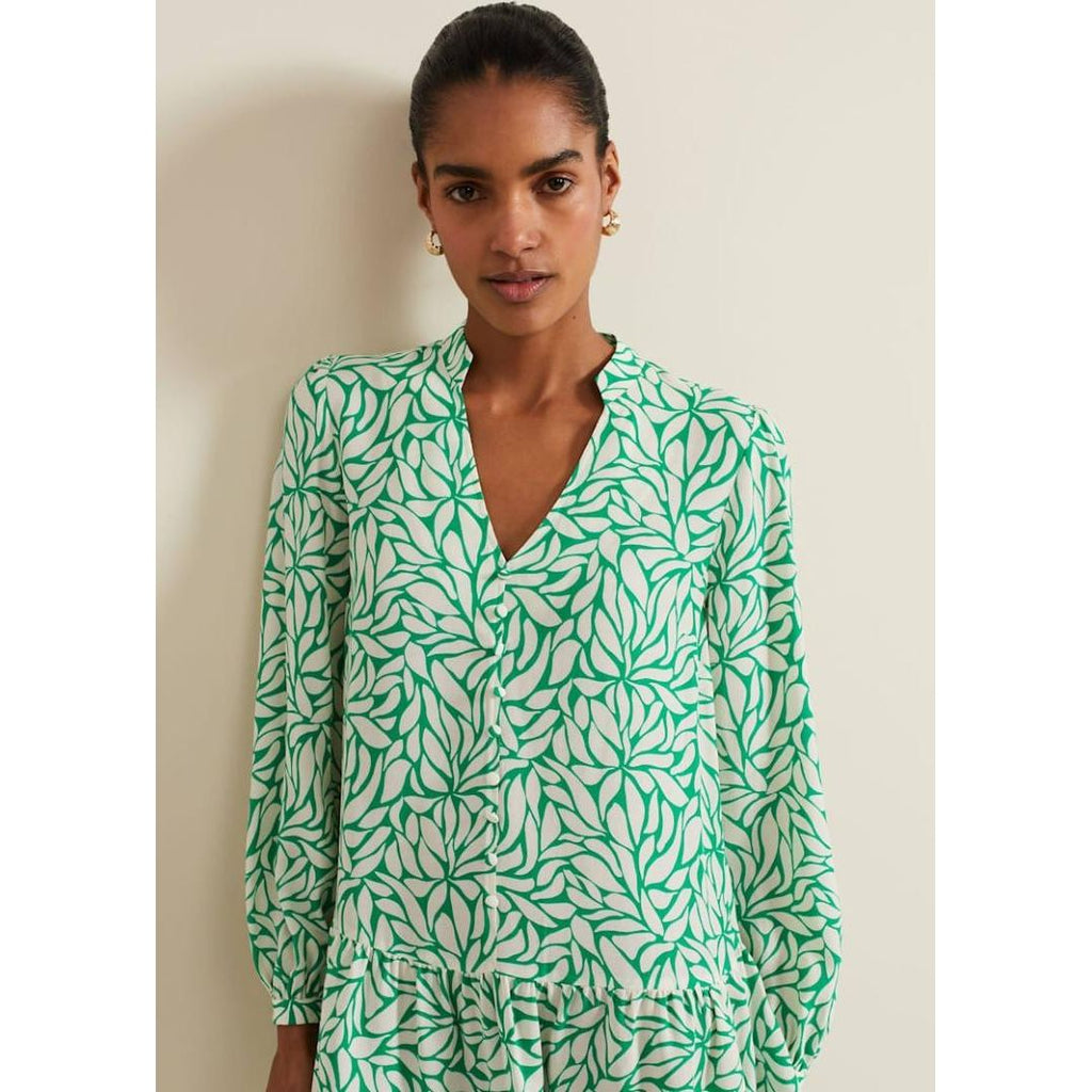 Phase Eight Penele Leaf Swing Dress - Green - Beales department store