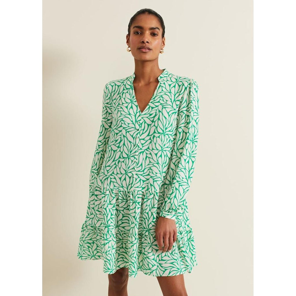 Phase Eight Penele Leaf Swing Dress - Green - Beales department store