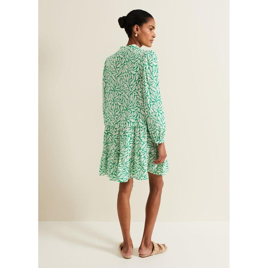 Phase Eight Penele Leaf Swing Dress - Green - Beales department store