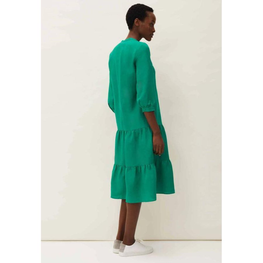 Phase Eight Penele Linen Midi Dress - Green - Beales department store