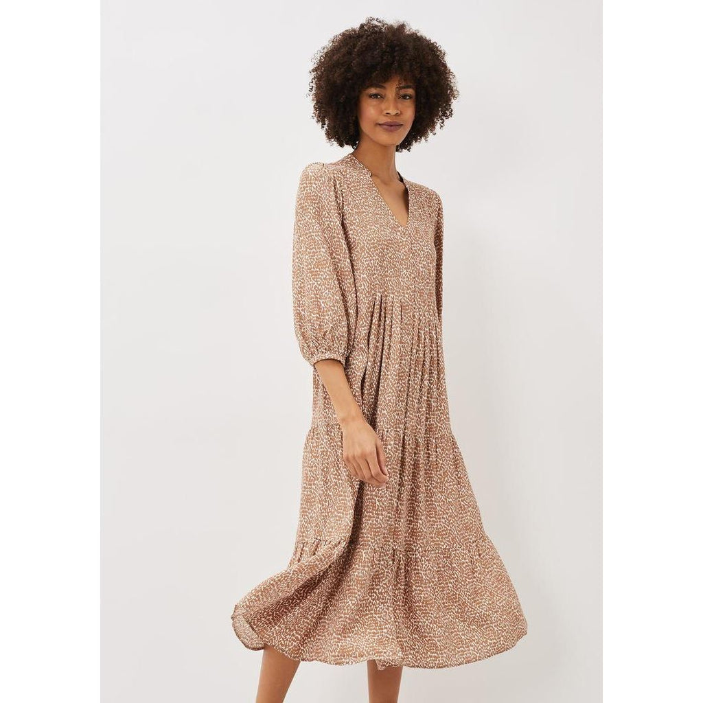 Phase Eight Penele Midi Dress - Tan/Ivory - Beales department store