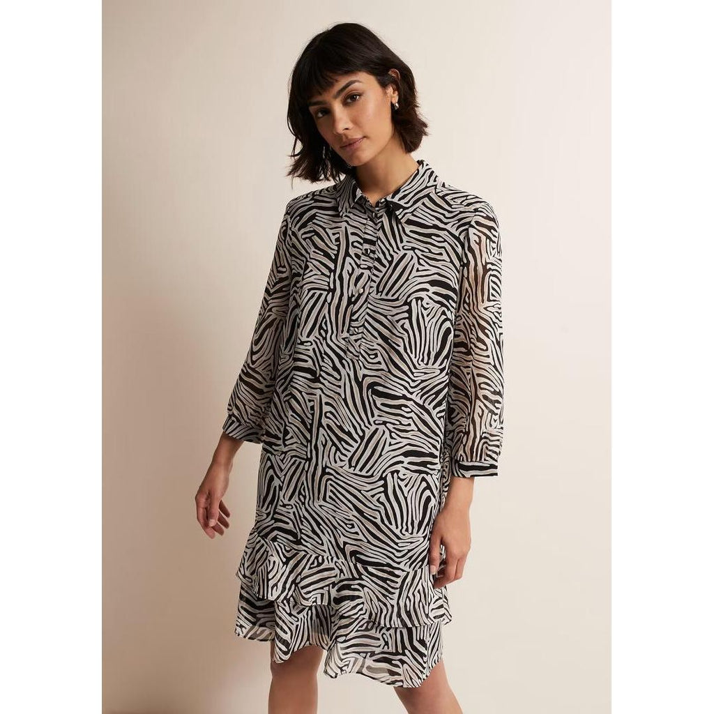 Phase Eight Penelope Zebra Shirt Mini Dress - Stone/Ivory - Beales department store