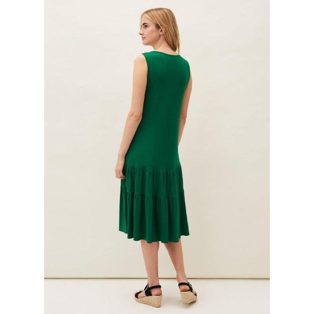 Phase Eight Penny Sleeveless Tiered Midaxi Green Dress Size 16 - Beales department store