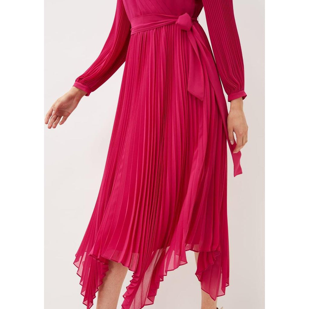 Phase Eight Petra Pleated Dress - Magenta Pink - Beales department store