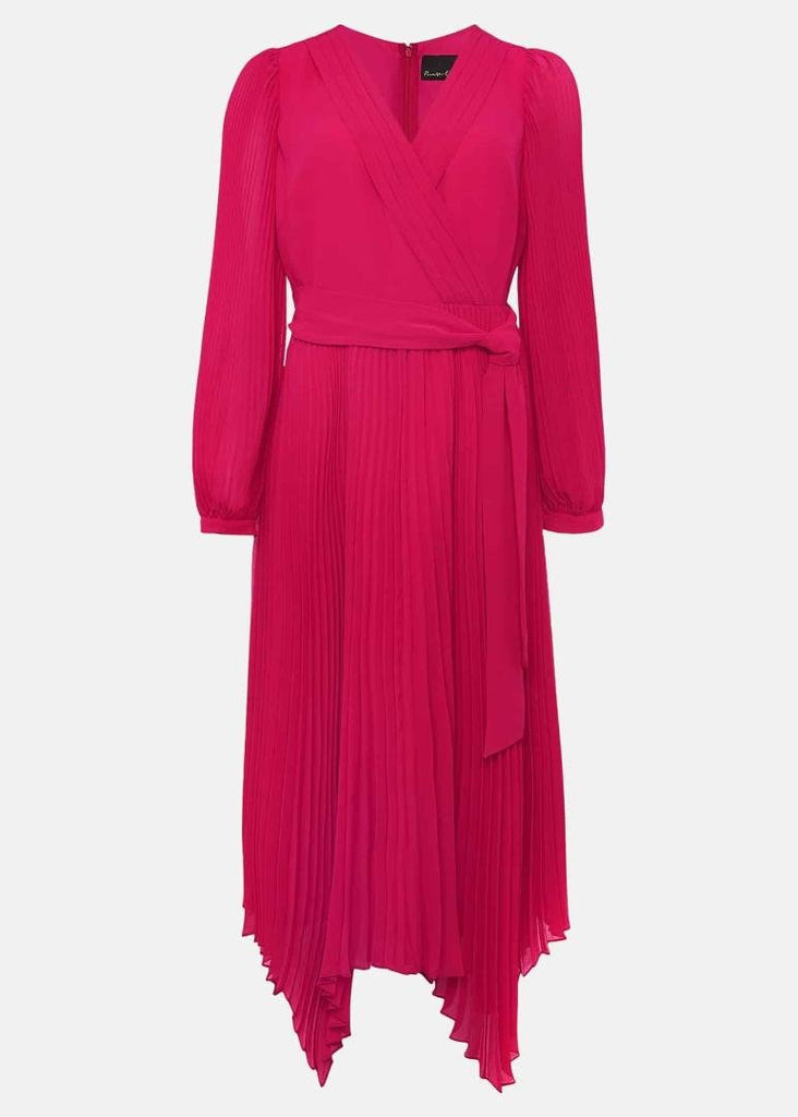 Phase Eight Petra Pleated Dress - Magenta Pink - Beales department store