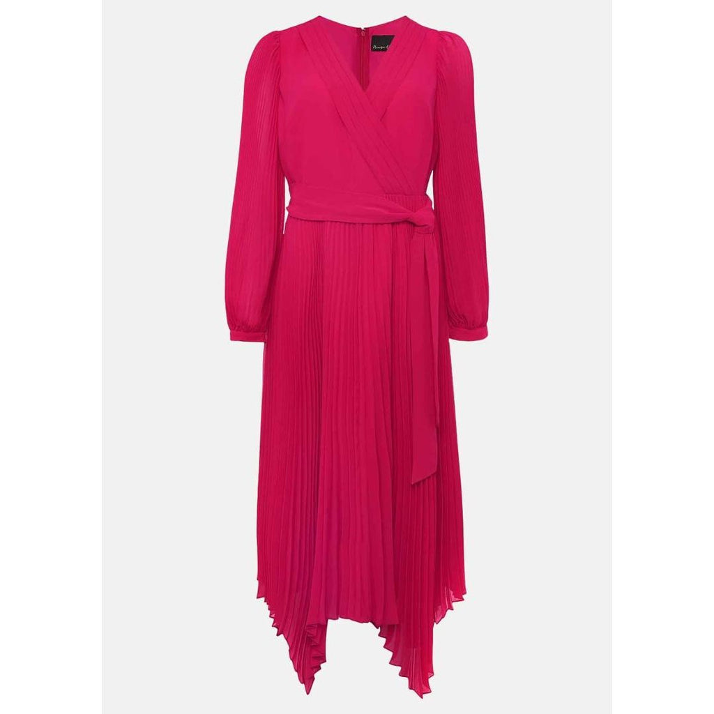 Phase Eight Petra Pleated Dress - Magenta Pink - Beales department store