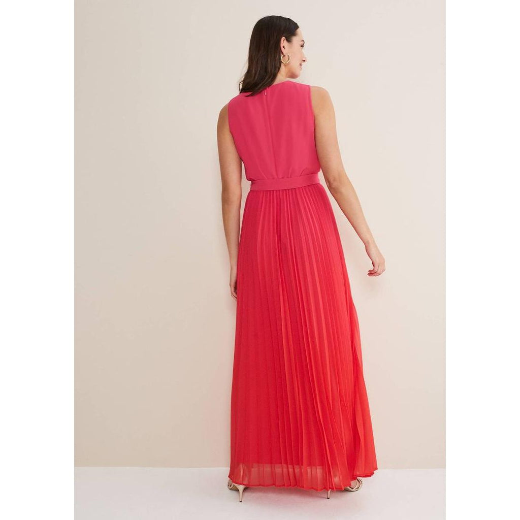 Phase Eight Piper Ombre Pleated Dress - Red/Pink - Beales department store