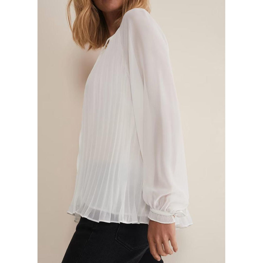 Phase Eight Prairie Pleated Blouse - Ivory - Beales department store