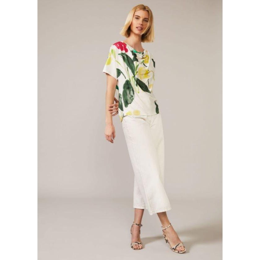 Phase Eight Raisa Floral Cowl Neck Top - White Multi - Beales department store