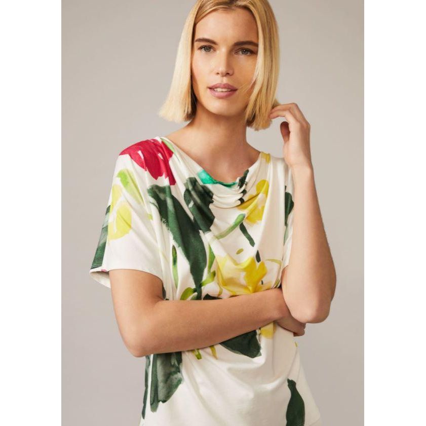 Phase Eight Raisa Floral Cowl Neck Top - White Multi - Beales department store