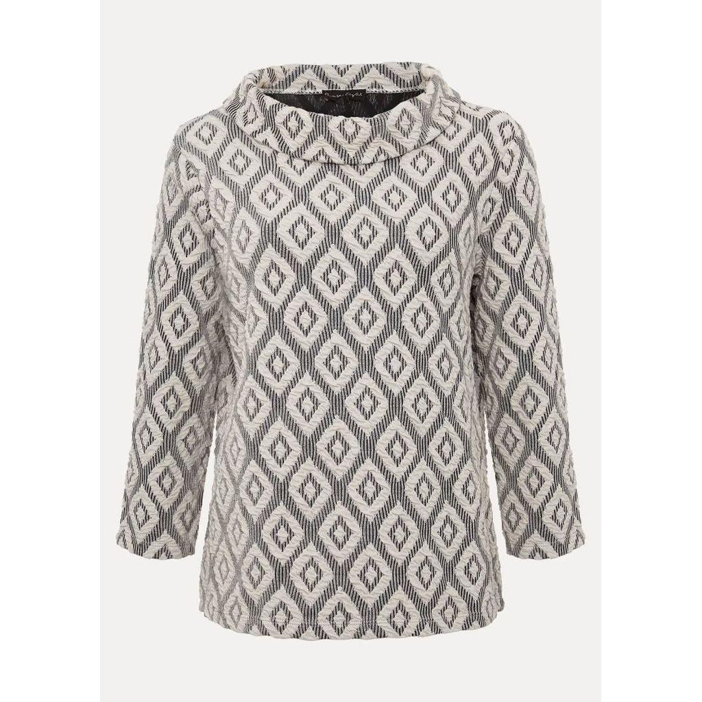 Phase Eight Rena Diamond Textured Top - Black/Stone - Beales department store