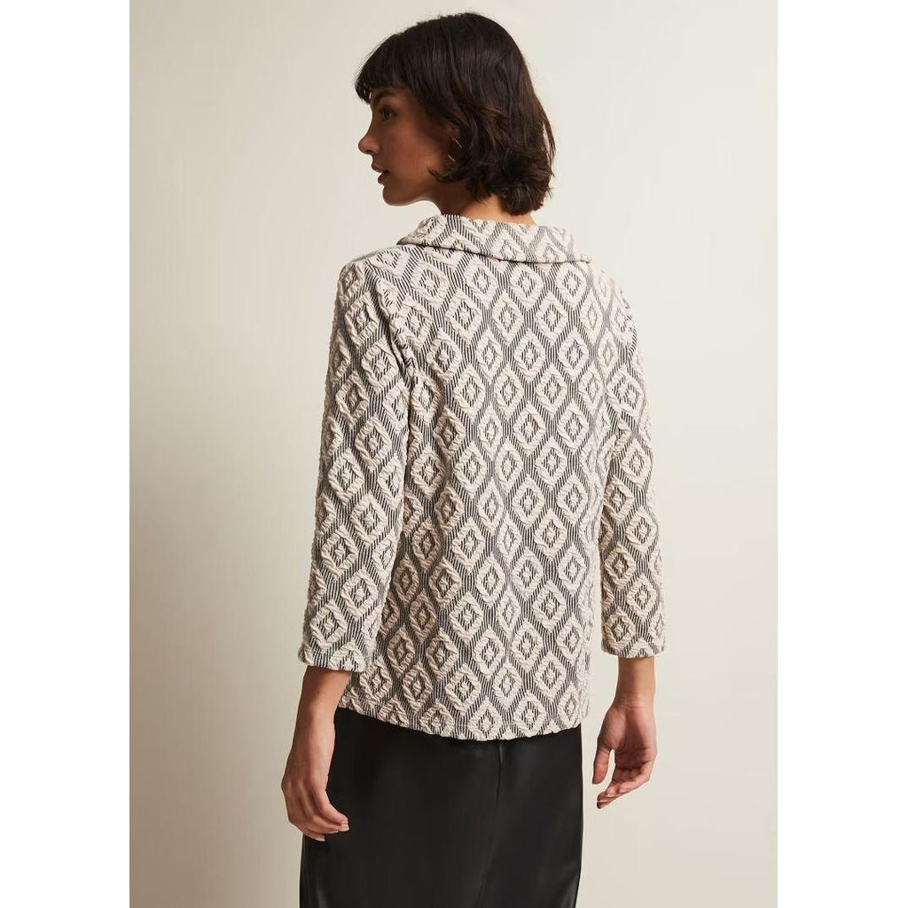 Phase Eight Rena Diamond Textured Top - Black/Stone - Beales department store