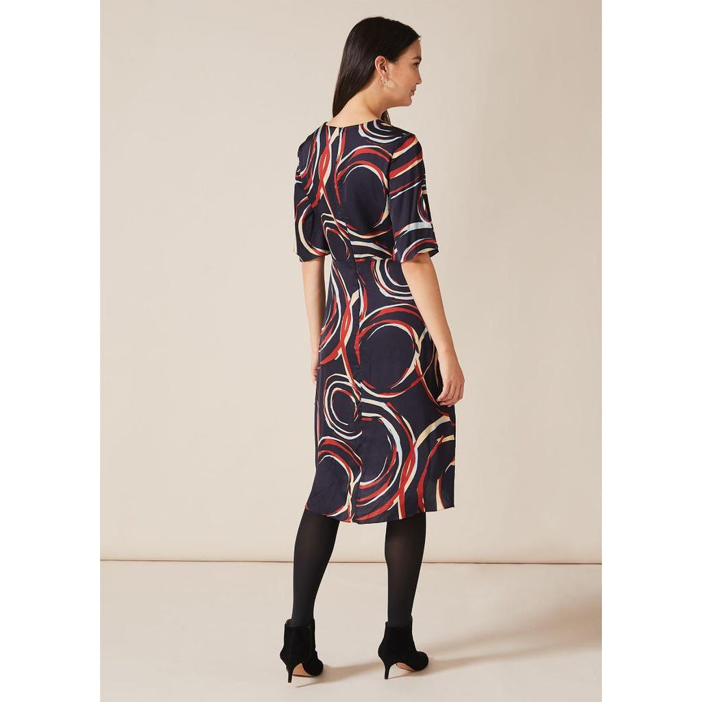 Phase Eight Rosina Swirl Satin Dress - Navy/Multi - Beales department store