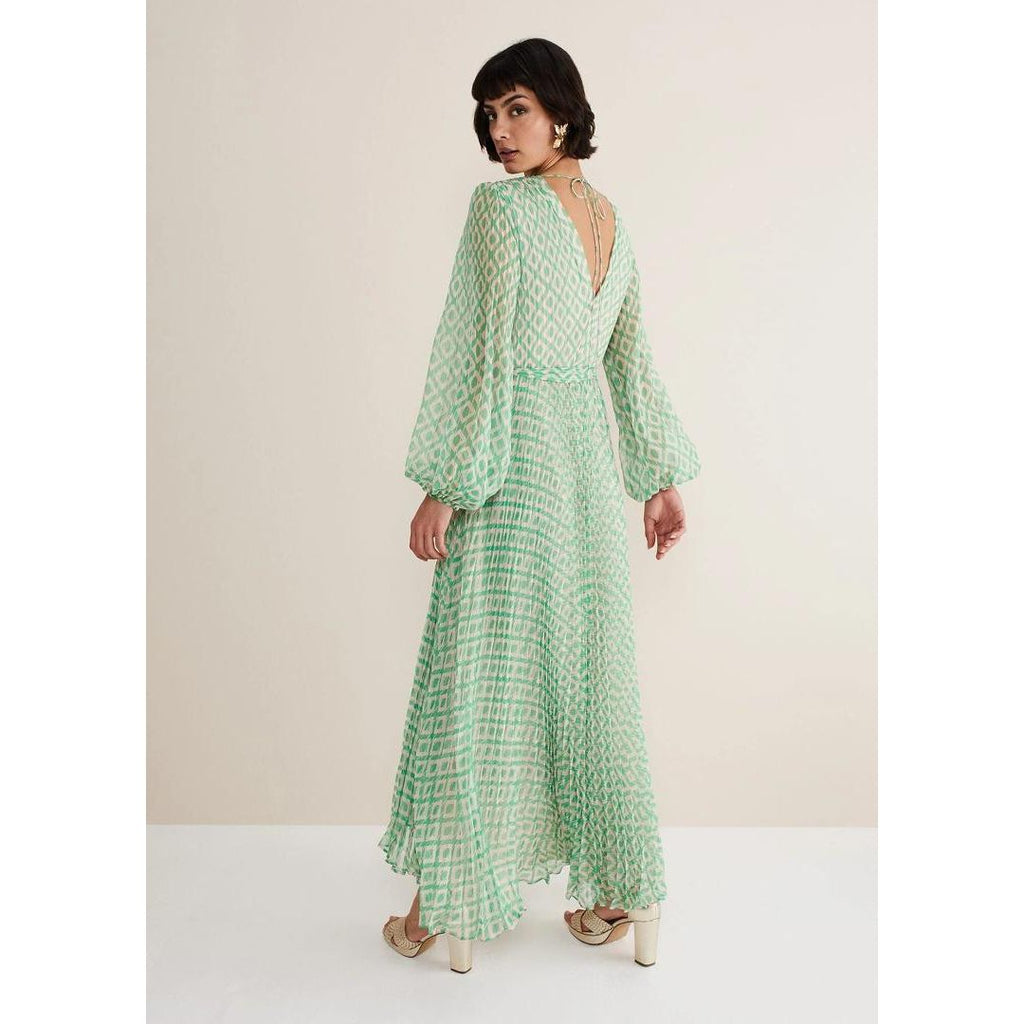 Phase Eight Roxanna Pleated Diamond Maxi Dress - Pink/Green - Beales department store