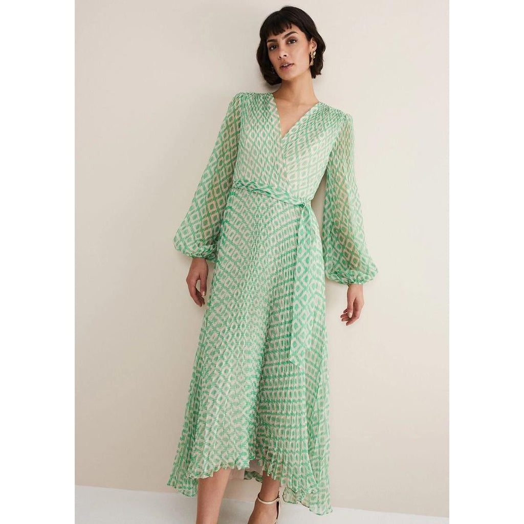 Phase Eight Roxanna Pleated Diamond Maxi Dress - Pink/Green - Beales department store