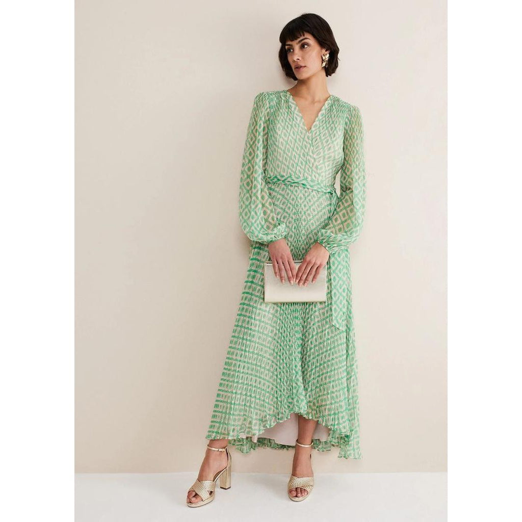 Phase Eight Roxanna Pleated Diamond Maxi Dress - Pink/Green - Beales department store