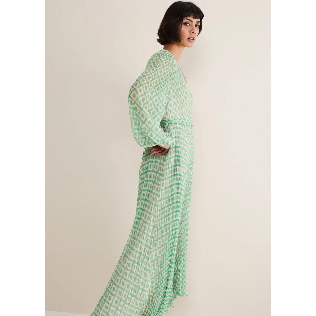 Phase Eight Roxanna Pleated Diamond Maxi Dress - Pink/Green - Beales department store