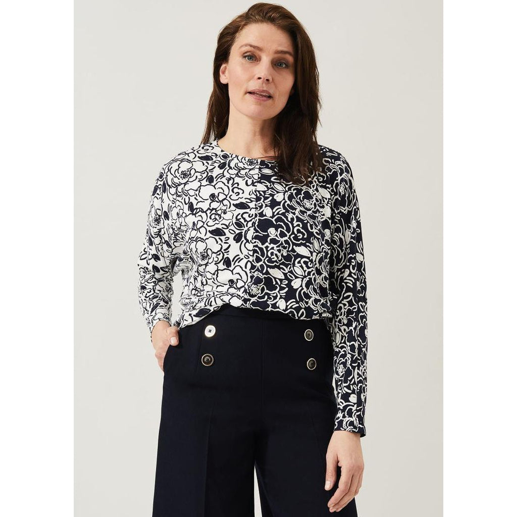 Phase Eight Sainte Squiggle Top - Navy/White - Beales department store