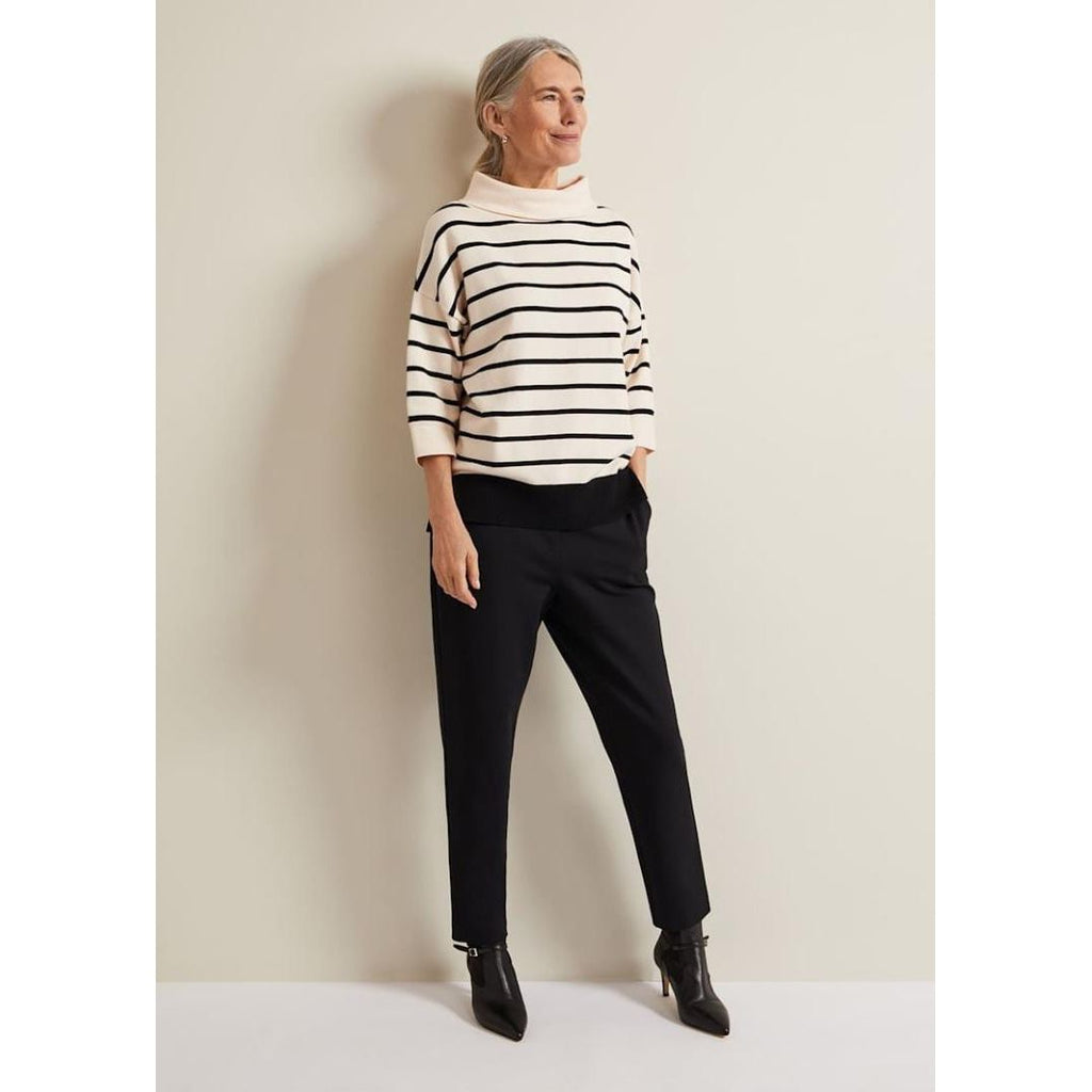 Phase Eight Salima Stripe Funnel Neck Jumper - Black/Ivory - Beales department store