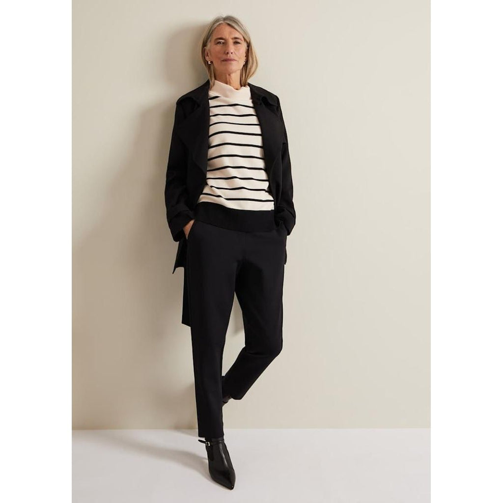 Phase Eight Salima Stripe Funnel Neck Jumper - Black/Ivory - Beales department store