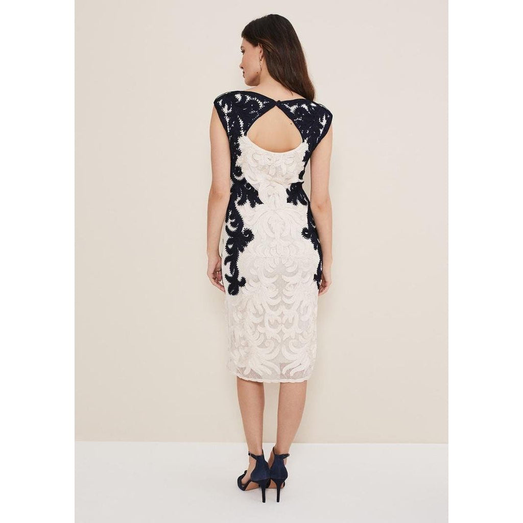 Phase Eight Salima Tapework Dress - Navy/Ivory - Beales department store