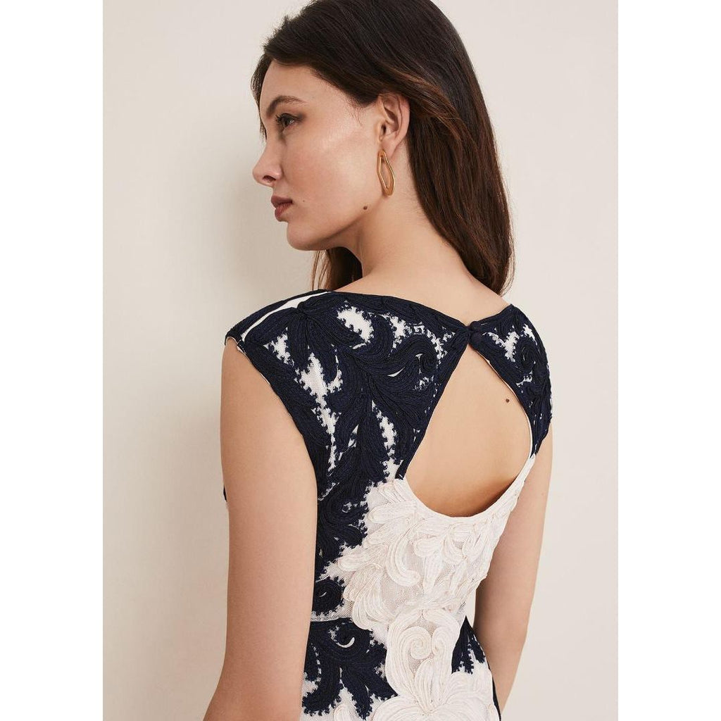 Phase Eight Salima Tapework Dress - Navy/Ivory - Beales department store