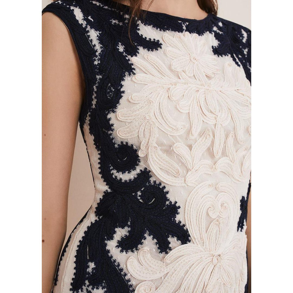 Phase Eight Salima Tapework Dress - Navy/Ivory - Beales department store