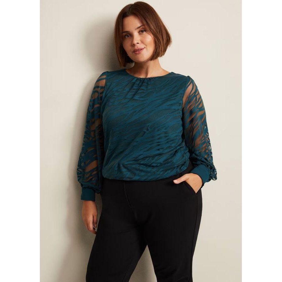Phase Eight Sarai Swirl Burnout Top - Teal - Beales department store