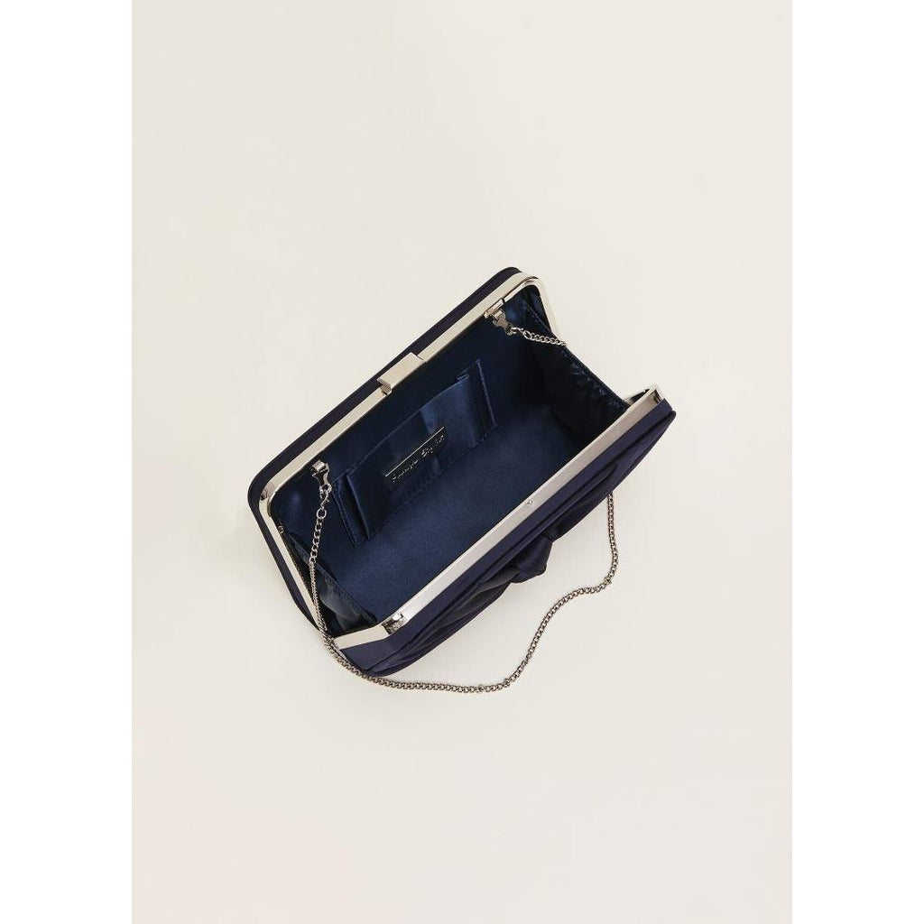 Phase Eight Satin Knot Front Box Clutch - Navy - Beales department store