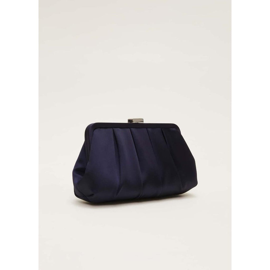 Phase Eight Satin Pleat Clutch Bag - French Navy - Beales department store