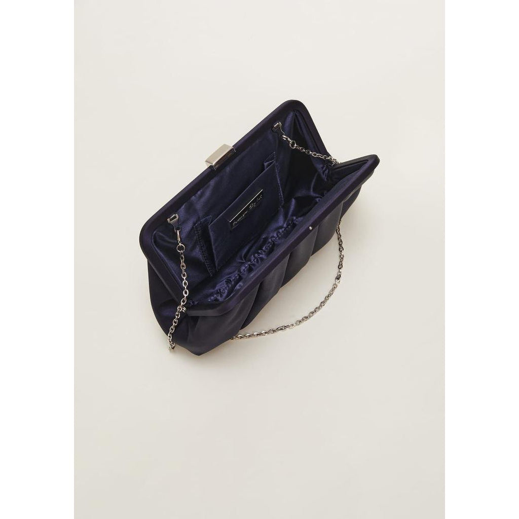 Phase Eight Satin Pleat Clutch Bag - French Navy - Beales department store