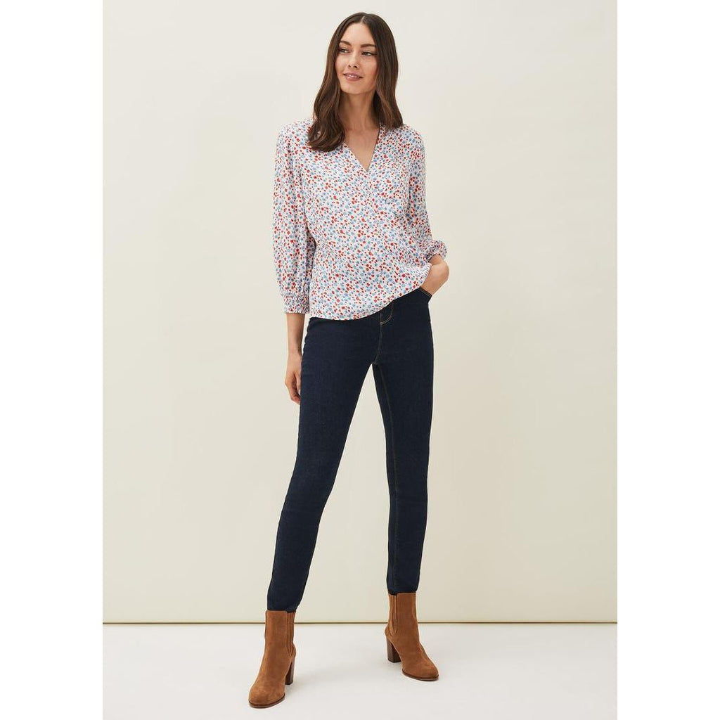 Phase Eight Siera Ditsy Blouse - White/Blue/Red - Beales department store