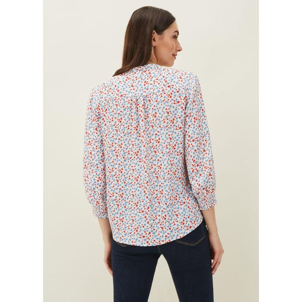 Phase Eight Siera Ditsy Blouse - White/Blue/Red - Beales department store