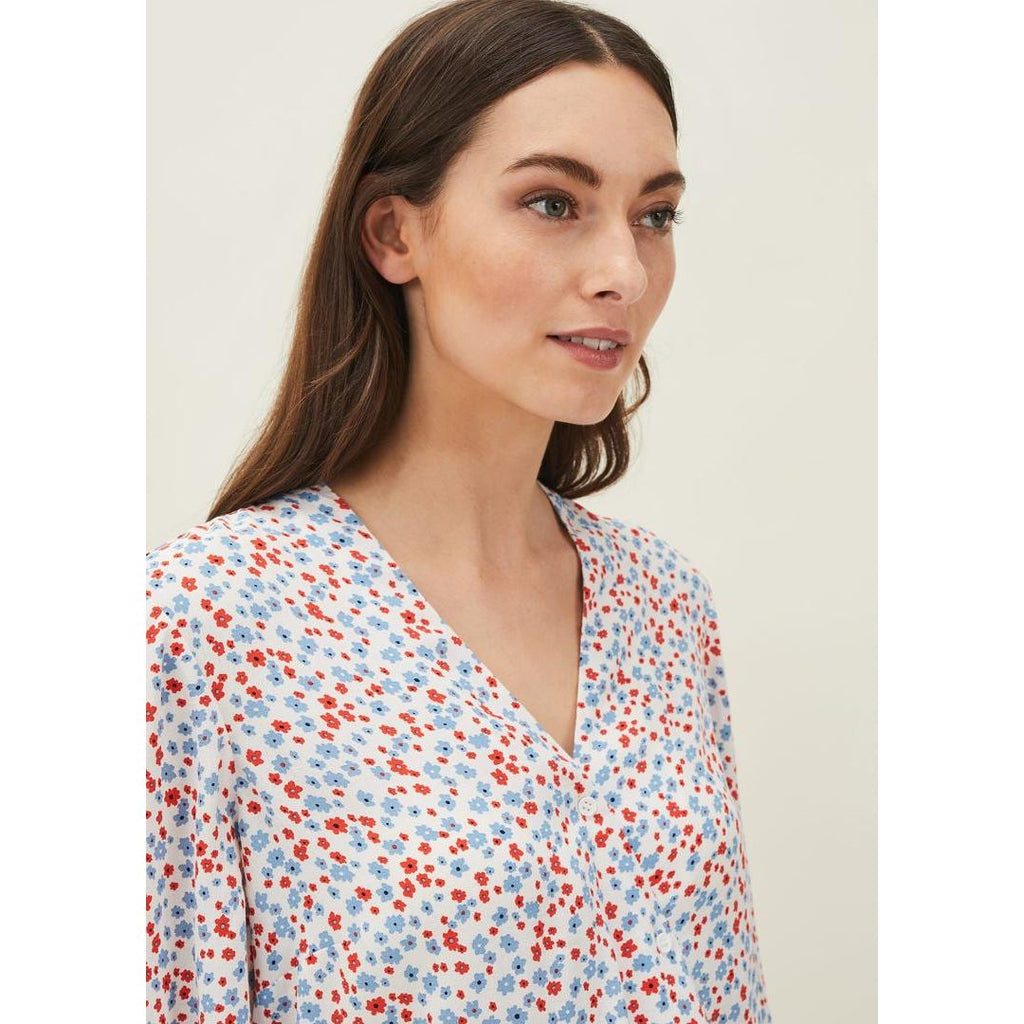 Phase Eight Siera Ditsy Blouse - White/Blue/Red - Beales department store