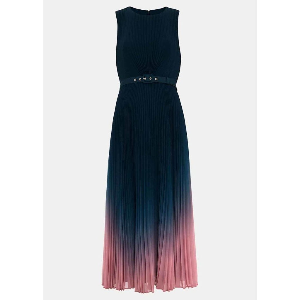 Phase Eight Simara Ombre Chiffon Midi Pleat Dress - Multi Coloured - Beales department store