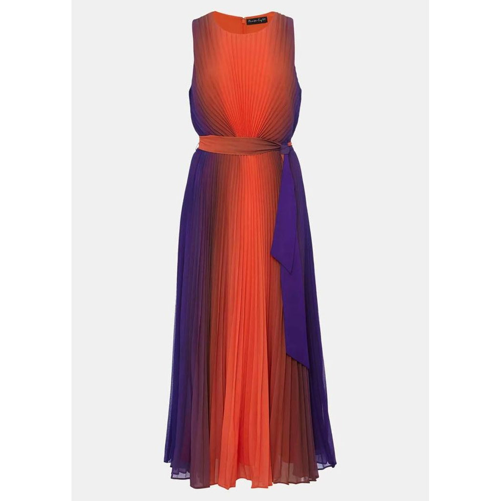 Phase Eight Simara Ombre Pleated Midi Dress - Vermillion/Multi - Beales department store